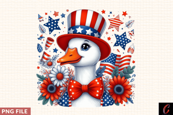 4th of July Goose Clipart Png Design