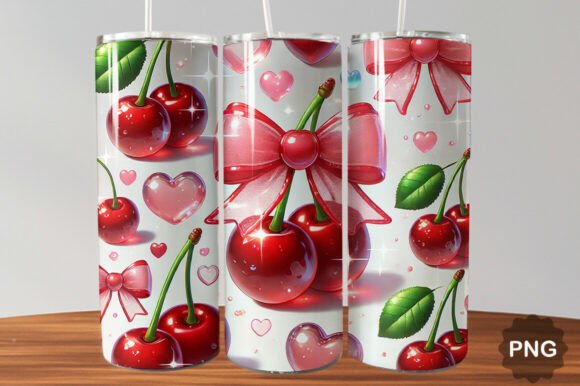 Cherry Coquette Bow Tumbler Wrap 20oz