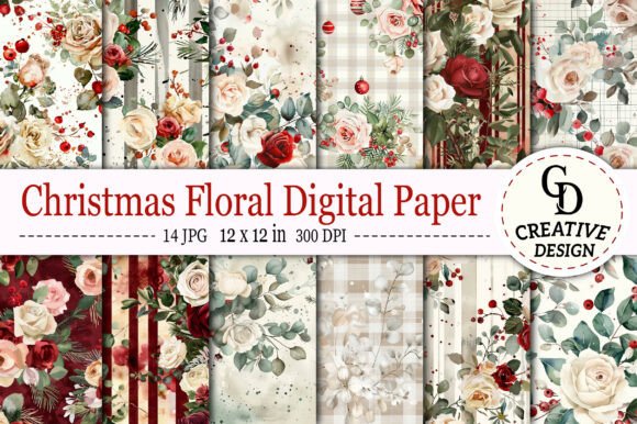 Christmas Floral Digital Paper 1: A Versatile Resource for Creative Projects
