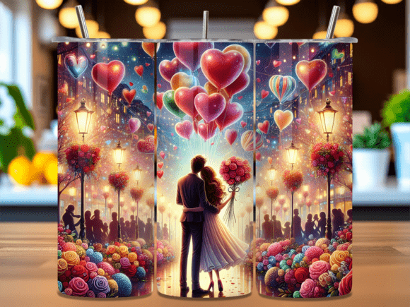 Couple City Street Hearts Tumbler Wrap: A Modern Design for Personal and Professional Use