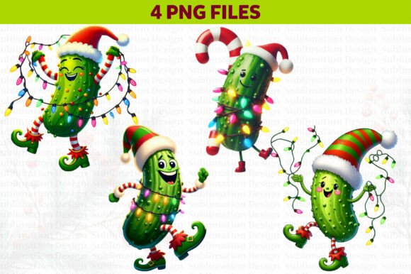 Cute Christmas Pickles Clipart for Creative Workflows