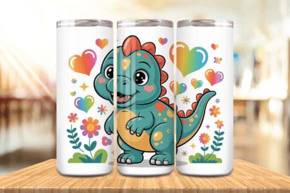 Cute Dinosaur Valentine Day Tumbler PNG