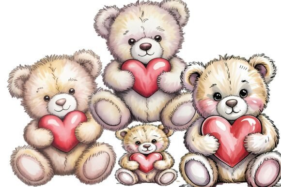 Cute Valentine Teddy Bear Clipart Bundle: A Versatile Design Resource for Love-Themed Projects