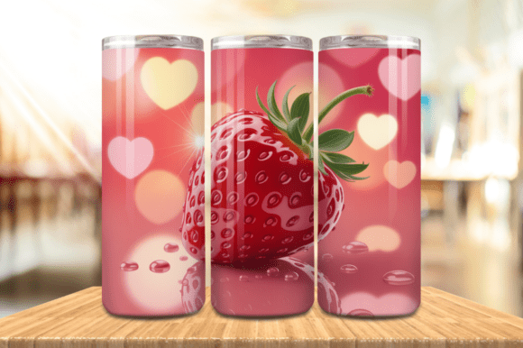 Valentine Day Strawberry Tumbler Wrap PN: A Digital Design for Custom Tumbler Wraps