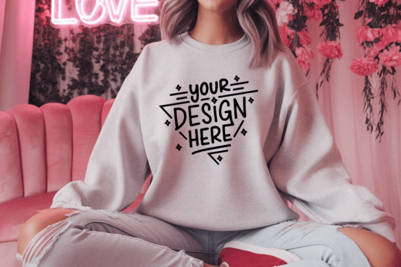 Valentine Gildan 18000 Sweatshirt Mockup