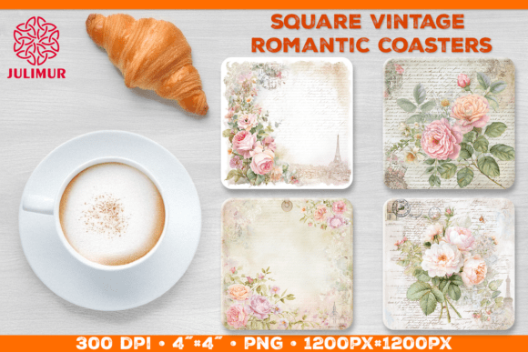 Vintage Romantic Square Coasters: A Touch of Timeless Elegance