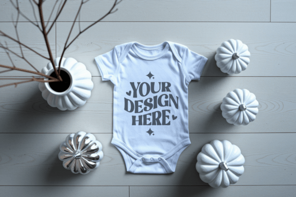 White Baby Onesie Baby Bodysuit Mockup 5