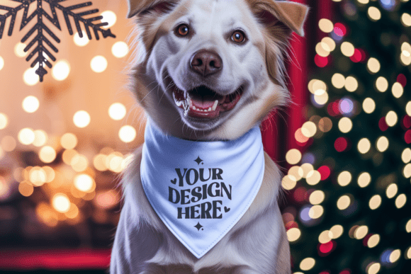 White Pet Bandana Collar Mockup 5